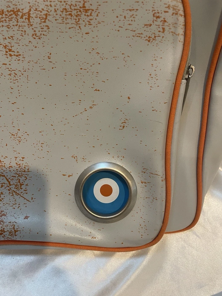 Rare Vtg Ben Sherman Carry On Bag White Orange Trim Blue Accent Canvas Handle - Image 2 of 4