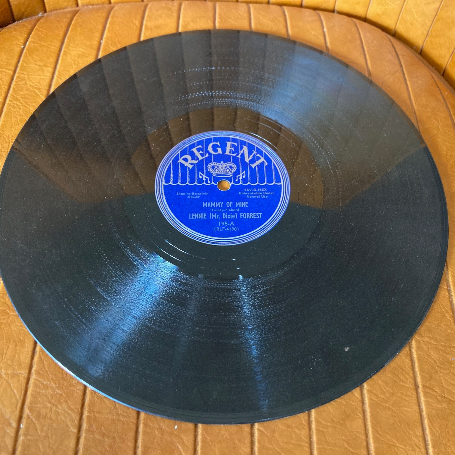 MAMMY OF MINE 78 RPM 10" RECORD LENNIE MR. DIXIE FORREST REGENT 195 ...