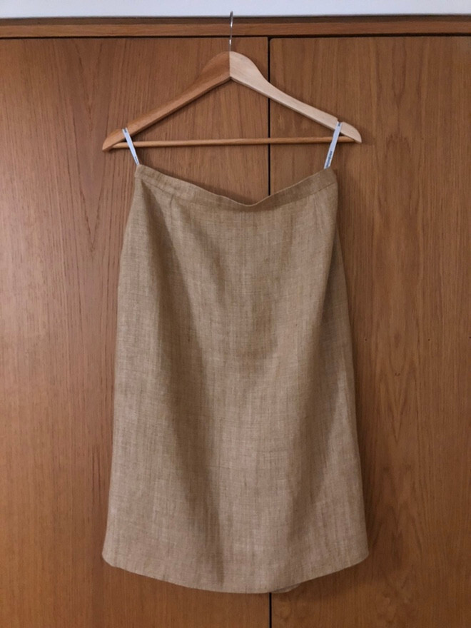 GONNA E GIACCA VINTAGE YVES SAINT LAURENT LINO BEIGE SU MISURA US 10 UK 14