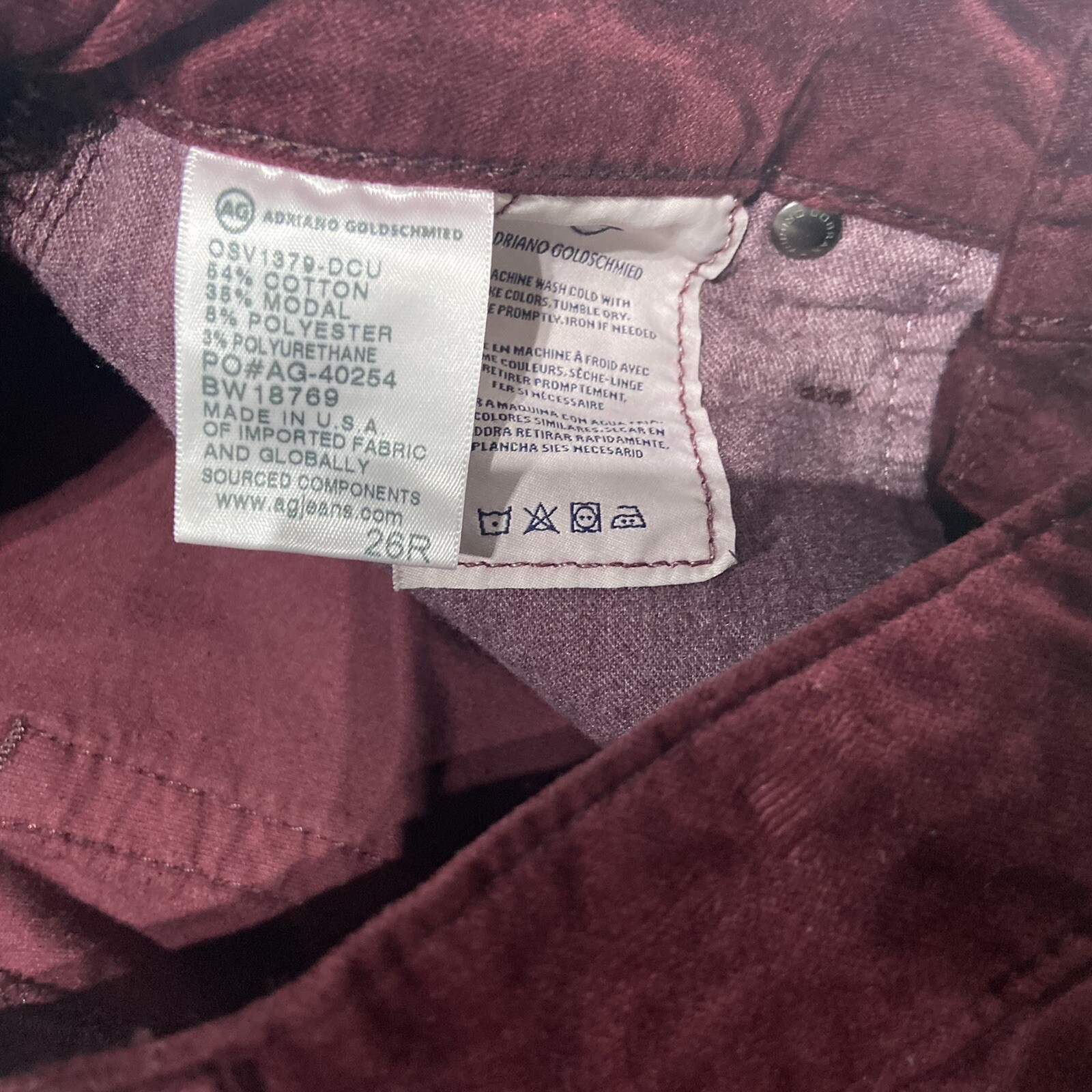 AG Farrah High Rise Women Size 26 Skinny Jeans Rich Carmine Velvet  thumbnail 8