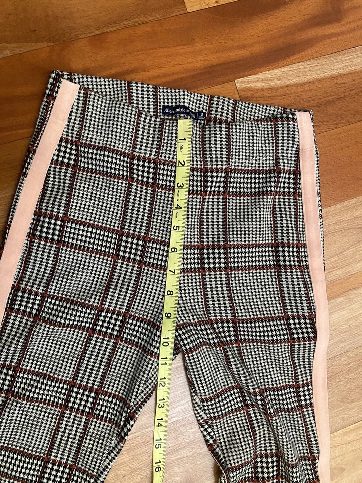 Leggings Abercrombie & Fitch tiro alto ELASTIZADOS rosa ribete a cuadros/rayas talla S Foto 4 de 4