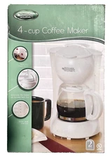 Kitchen Gourmet 4 Cup Coffee Maker White CM4193H Reusable Mesh Filter Used