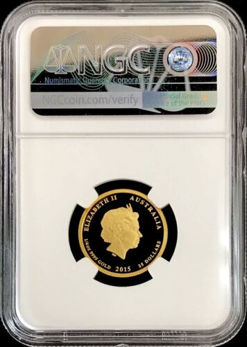 2015 P GOLD AUSTRALIA 1/4 oz LUNAR YEAR OF GOAT COLORIZED COIN NGC PROOF 70 UC - Picture 2 of 2
