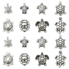 80Pcs Tibetan Tortoise Spacer Beads Antique Silver Metal Turtle Beads for DIY