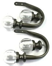 Clear Bulb Curtain Hold Back Metal Tie Backs Arm Hook Loop Holder U Shaped Pair