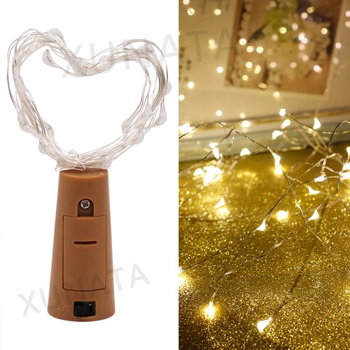 20 LED Wine Bottle Silver Wire Fairy String light bulb Cork Festival Party Decor - Picture 3 of 21