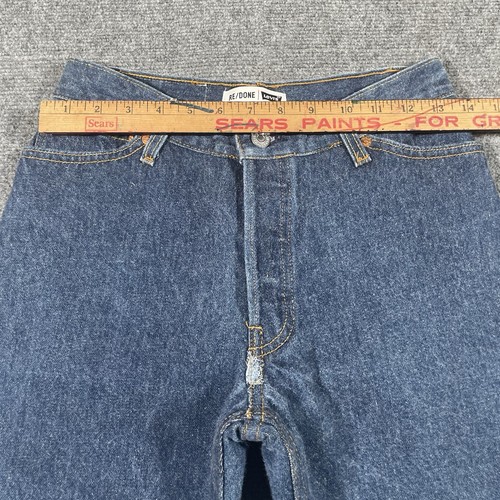Vintage Levis Re/Done 501 Jeans Womens Dark Blue Button Fly Straight USA Made - Picture 14 of 18