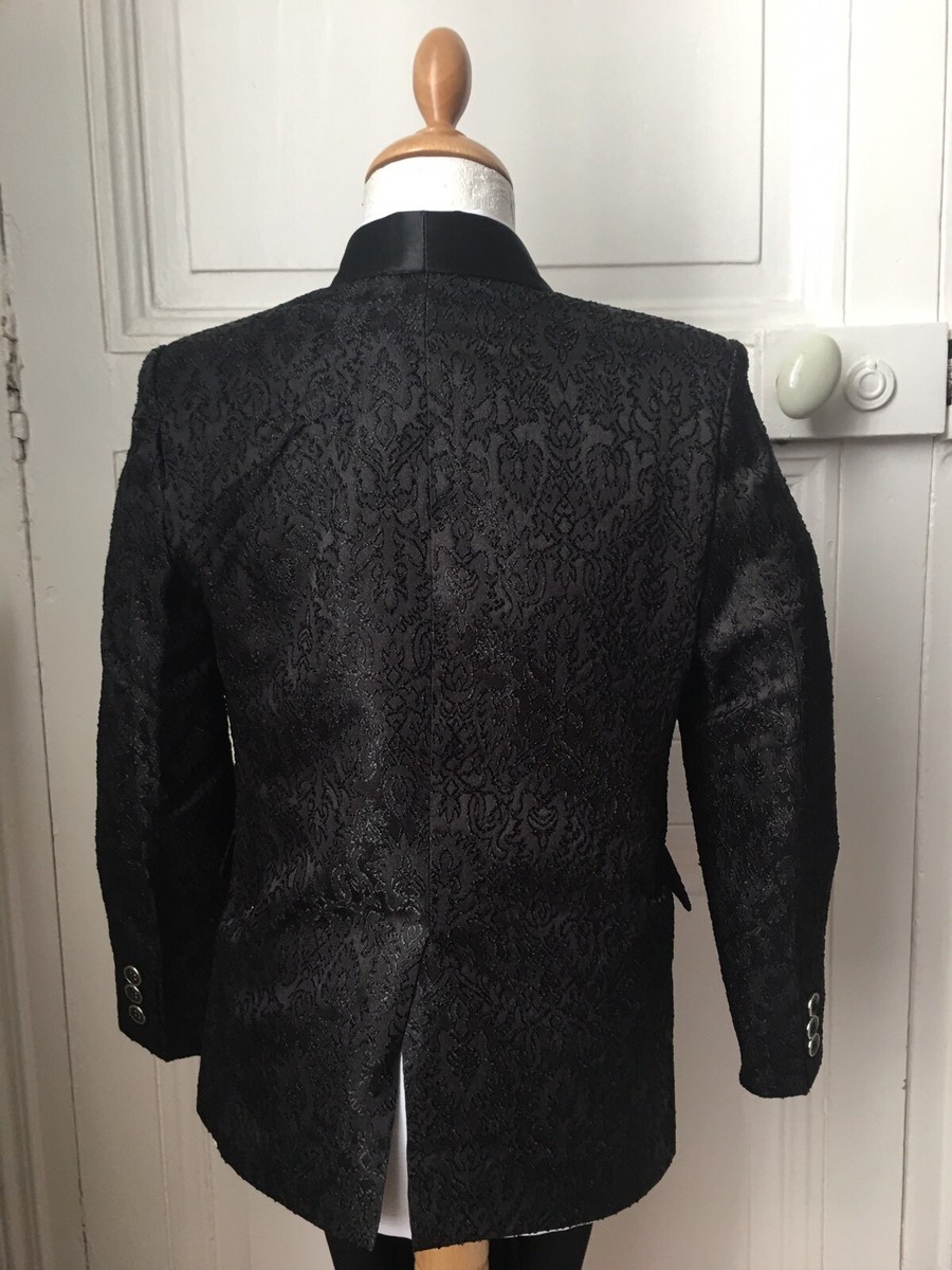Costume Smoking Enfant 5 Pièces Noir - Taille 2 Ans, Motif Cachemire, Pour Mariage - Neuf étiqueté