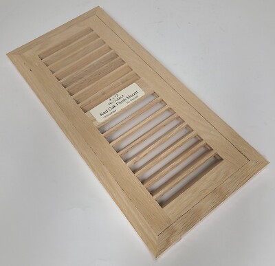 Hi Output Louvered Wood Floor Vent 4''x12'' Flush w/ Frame Register Red Oak