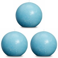 3 X Rustic Xxl Kugelkerzen 145Mm DurchgefäRbt Rustik Ballkerzen Aqua Helllblau