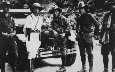 Gen. Sandino (center) and Staff enroute to Mexico June 1929  Siglo XX W&C