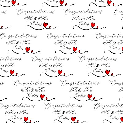 PERSONALISIERTES GESCHENKPAPIER HOCHZEIT GLÜCKWUNSCH PAAR GERADE VERHEIRATET 