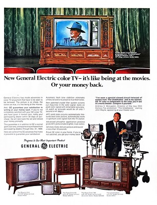 1969-ge-color-tv-genuine-vintage-print-ad-console-television-set-ebay