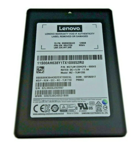 Lenovo PM863 120GB SATA 6Gb/s 2.5" SSD MZ7LM120HCFD SSD0K36443 00LF230 - Picture 2 of 3