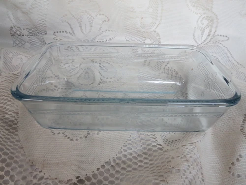 Vintage Fire King Clear Blue Glass Ornate Philbe Refrigerator Dish