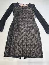 Womens Rachel Roy Black Lace Style Long Sleeve Dress Size 10 NEW
