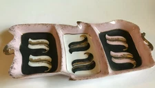 VINTAGE ~ HANDPAINTED LEFTON CHINA ~ PINK DIVIDED TIDBIT  DISH ~ SIGNED ~ 1955