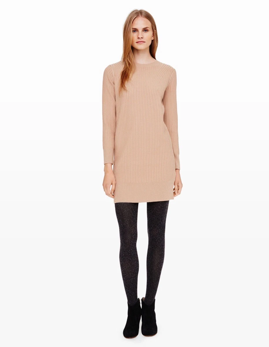 white christmas dresses Women's Off White Ribbed Crewneck Midi Dress