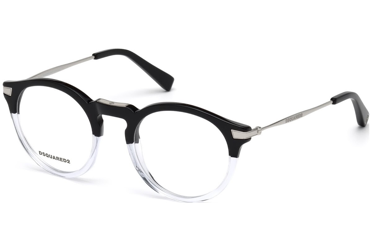 DSQUARED2 DQ 5211 003 Black/Crystal Round Plastic Eyeglasses Frame  49-21-140 RX