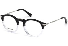 DSQUARED2 DQ 5211 003 Black/Crystal Round Plastic Eyeglasses Frame 49-21-140 RX