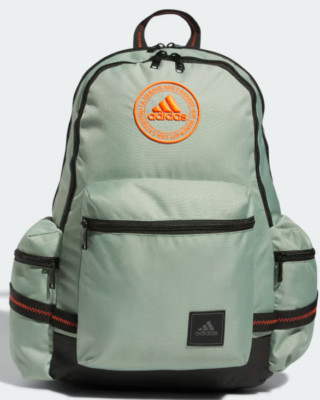 ADIDAS CITY ICON Unisex OSFA 17'' Backpack Laptop Black GREEN WIPE CLEAN $60 NWT