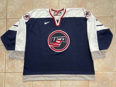 NIKE 1998 USA Hockey Olympic Jersey XXL Blue Made In Canada Nagano