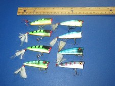 Lot of 8 Rebel Pop-R Topwater Lures HTF NICE GREEN  BLUE COLORS