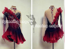 Ice Skating Adult Figure skating Dress Gymnastics Costume red dyeing