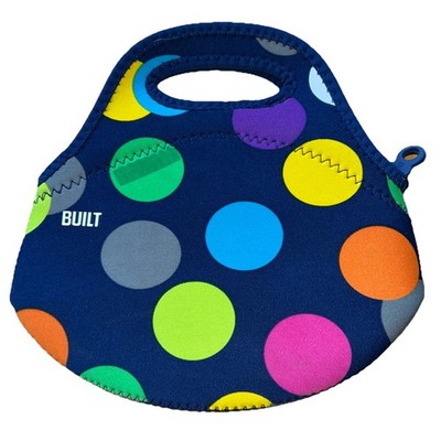 Built Polka Dot Zippered Lunch Bag Neoprene Handle (small sticker residue front)