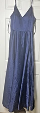 B Darlin Prom Dress Maxi Silk  Navy Gown Wedding Formal Sz 11/12 Spaghetti Strap