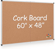 Extra Large Cork Bulletin Board 60" X 48", Foldable Notice Pin Board for Wall, S