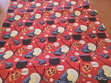 Kitty Cat Witch Cotton Fabric Pumpkin Halloween Cauldron MDG By the Yard