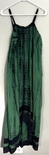 Raviya Dress Womens Small Green Tie Dye Maxi Boho Crinkle Cotton Spaghetti Strap