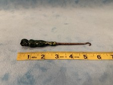    1940's Kentucky Derby Souvenir Jockey Button Hook Green Swirl Marble Bakelite