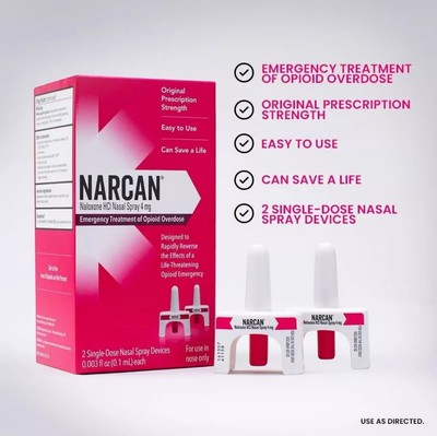 Nasal Spray 4 mg, Overdose Emergency Treatment Single Dose x6 2 Packs = 12 Doses