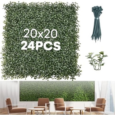 Grass Wall Panels 20  × 20  (24 Pack)   UV-Protected Pack of 24 (Green)
