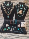 Turquoise Coral Buffalo Costume Jewelry Lot 22 Mixed Items — photo 1
