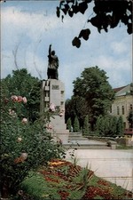 Statue Andrei Mureseanu Bistrita Romania vintage postcard u875
