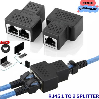 RJ45 SPLITTER 2 PORT ETHERNET ADAPTER, DUAL BUCHSE LAN NETZWERKKABEL VERBINDUNGEN