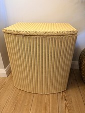 Retro Vintage Laundry Basket With Lid LLoyd Loom Lusty Rattan Wicker Woven Cream