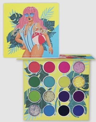 KARA Beach Daze 16 Color Matte Shimmer Glitter Bright Neon Shadow Palette NIP