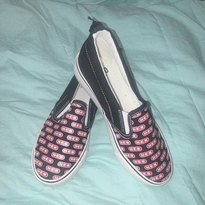 H-E-B Brand Shop Kids Black Canvas Slip-On Casual Shoes Logo