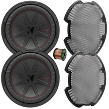 Kicker 48CWR104 CompR 10" 800W Max 4-Ohm Car Subwoofer Pair , 10" Grille, Wire