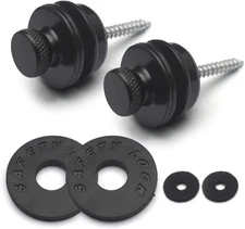 2PCS Black Guitar Strap Locks, Dual Design Strap Retainer System Black Rubber