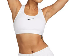 Nike Women's White Swoosh Medium Support Padded Sports Bra DX6821-100 Size S