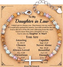 Daughter in Law Gifts, Valentines Day Gifts for Women Beaded Cross Bracelet Chri