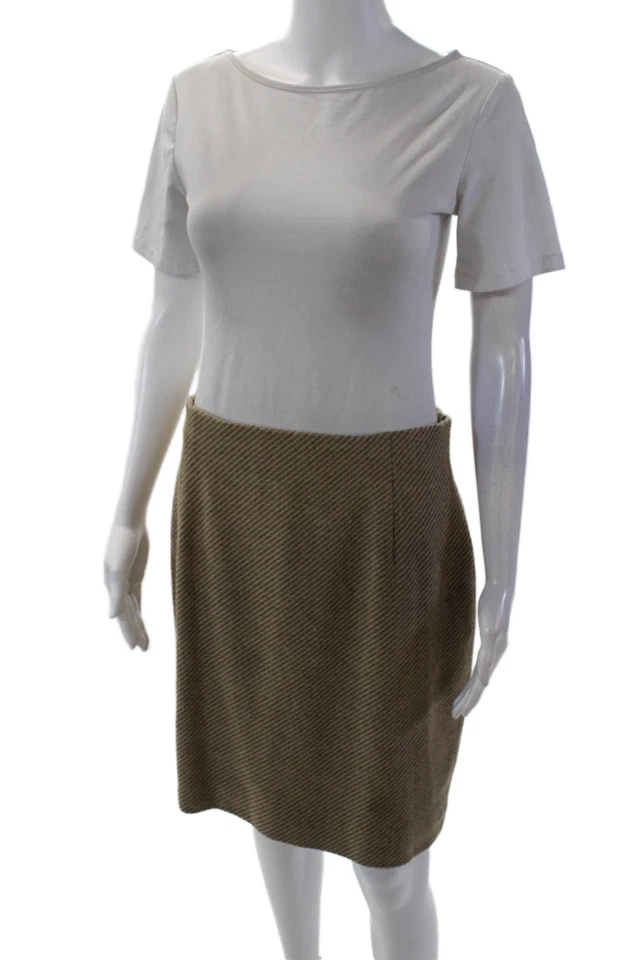 Lafayette 148 Нью-Йорк винтажный женщин в полоску карандаш юбка бежевый шерсти размер 8 - Изображение 2 из 4