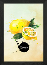 lemon fruit watercolor Framed Wall Art Poster Canvas Print Picture