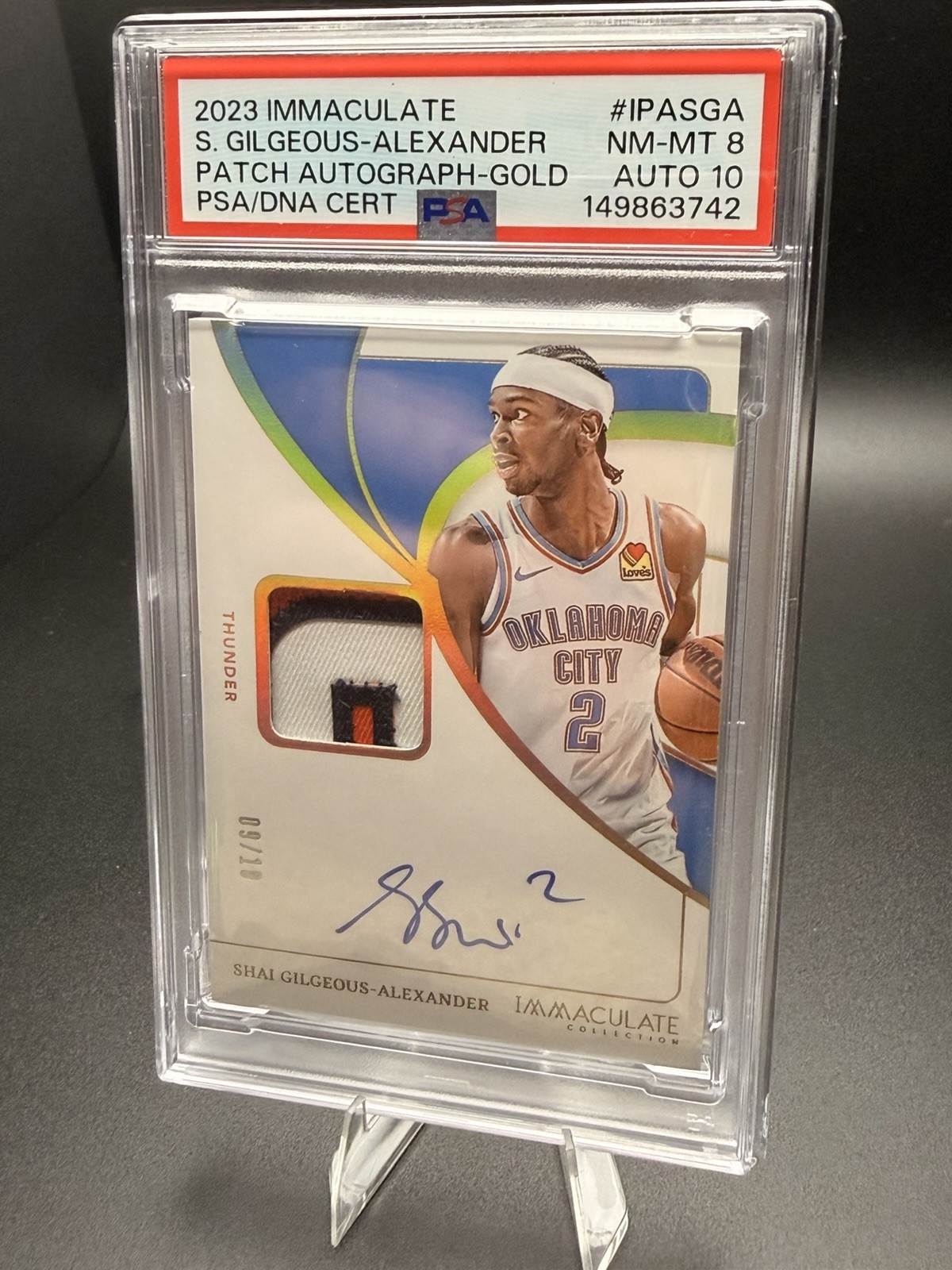 Shai Gilgeous Alexander RPA /10 PSA 8 Auto 10 2023 Immaculate Patch view 5