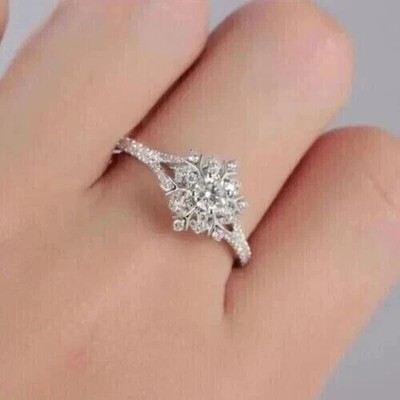 2Ct Round Cut Simulated Diamond Pretty Engagement Ring In 14K White Gold Plated